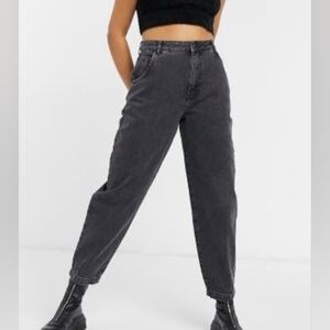 Reclaimed Vintage Balloon Leg Jean In Washed Black, Size 28